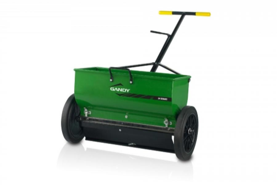 24" Turf Tender Drop Spreader with Push-Handle and 12" Solid Wheels