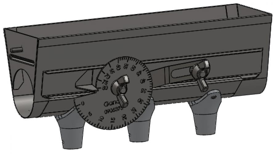 Bottom/Slide with Three Straight Spouts for Poly Hopper